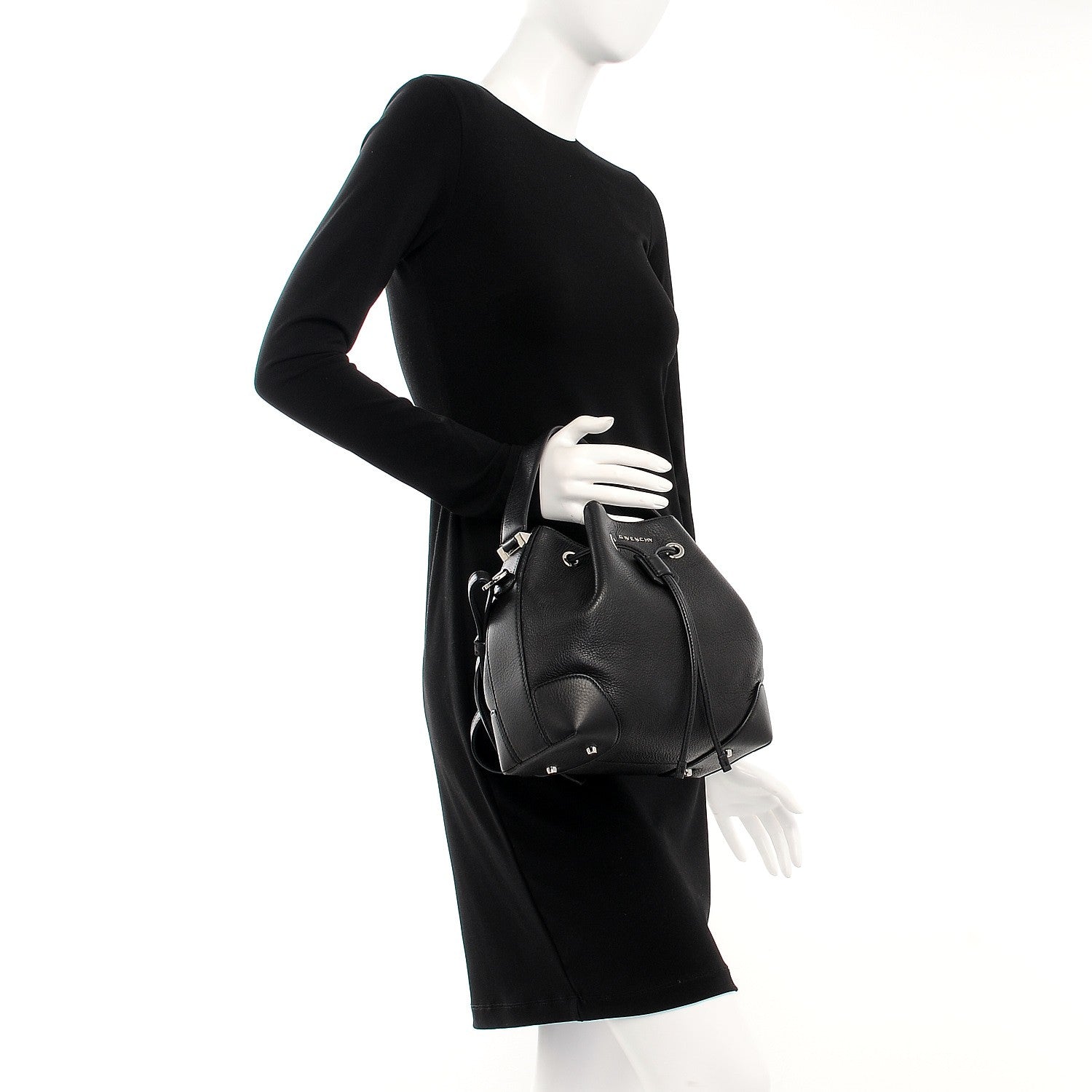 Givenchy Calfskin Small Lucrezia Drawstring Bucket Bag Black 3 of 15