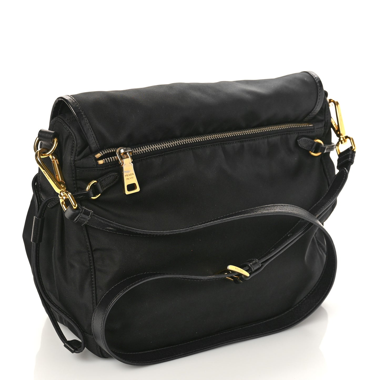 Tessuto Nylon Saffiano Messenger Bag Black