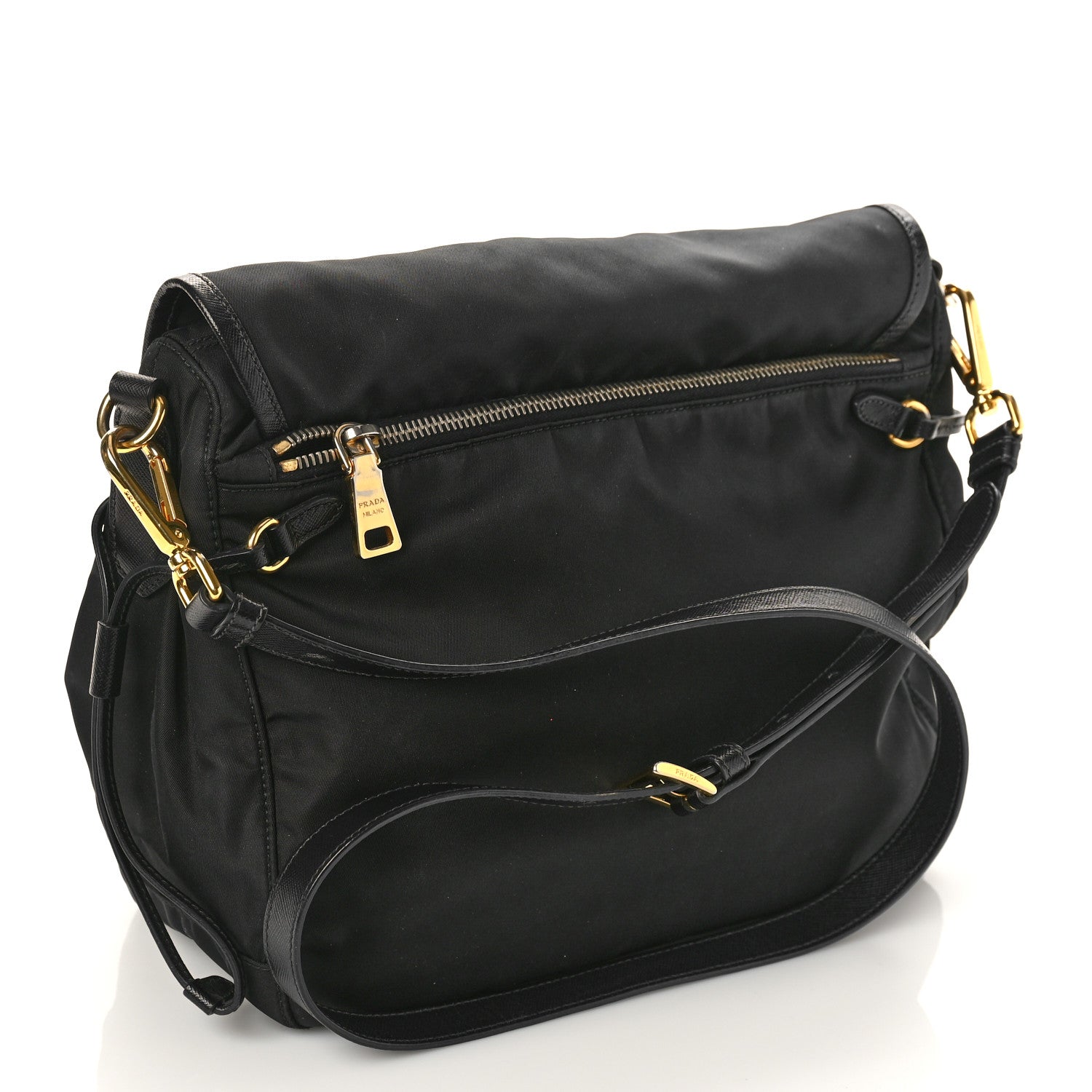 Prada Tessuto Nylon Saffiano Messenger Bag Black 3 of 11