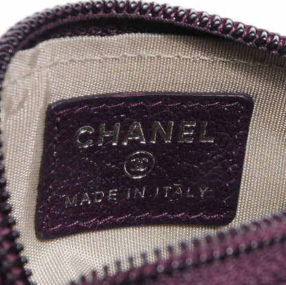 Chanel Leather CC Camellia Coin Purse Purple 6 of 7