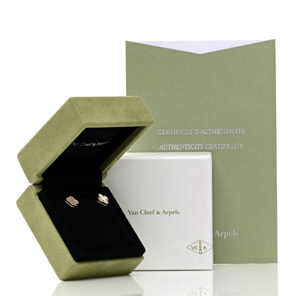 Van Cleef & Arpels 18K Yellow Gold Mother of Pearl Sweet Alhambra Earrings 5 of 5