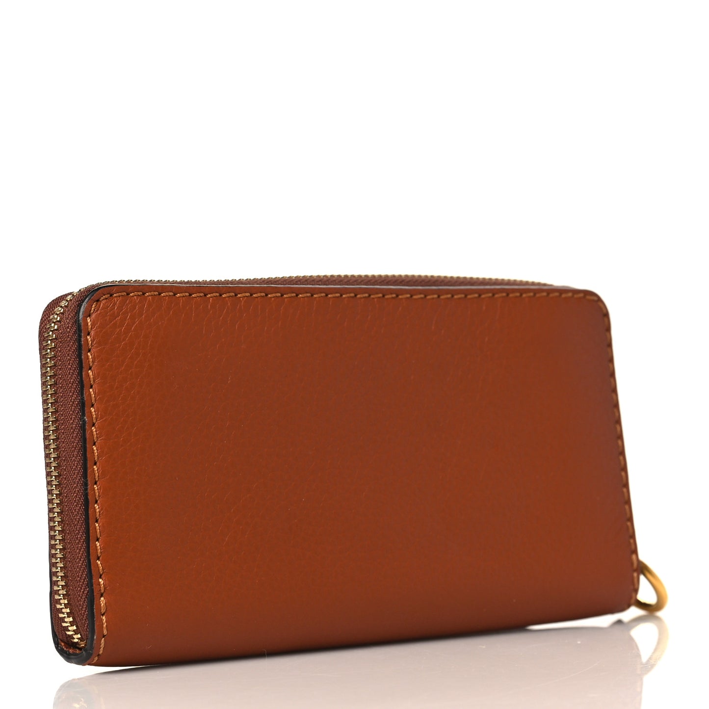 Grained Calfskin Marcie Long Zip Around Wallet Tan