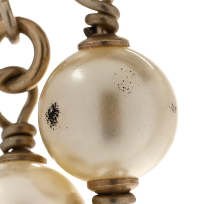 Chanel Pearl Bead CC Flower Long Necklace Gold 7 of 8