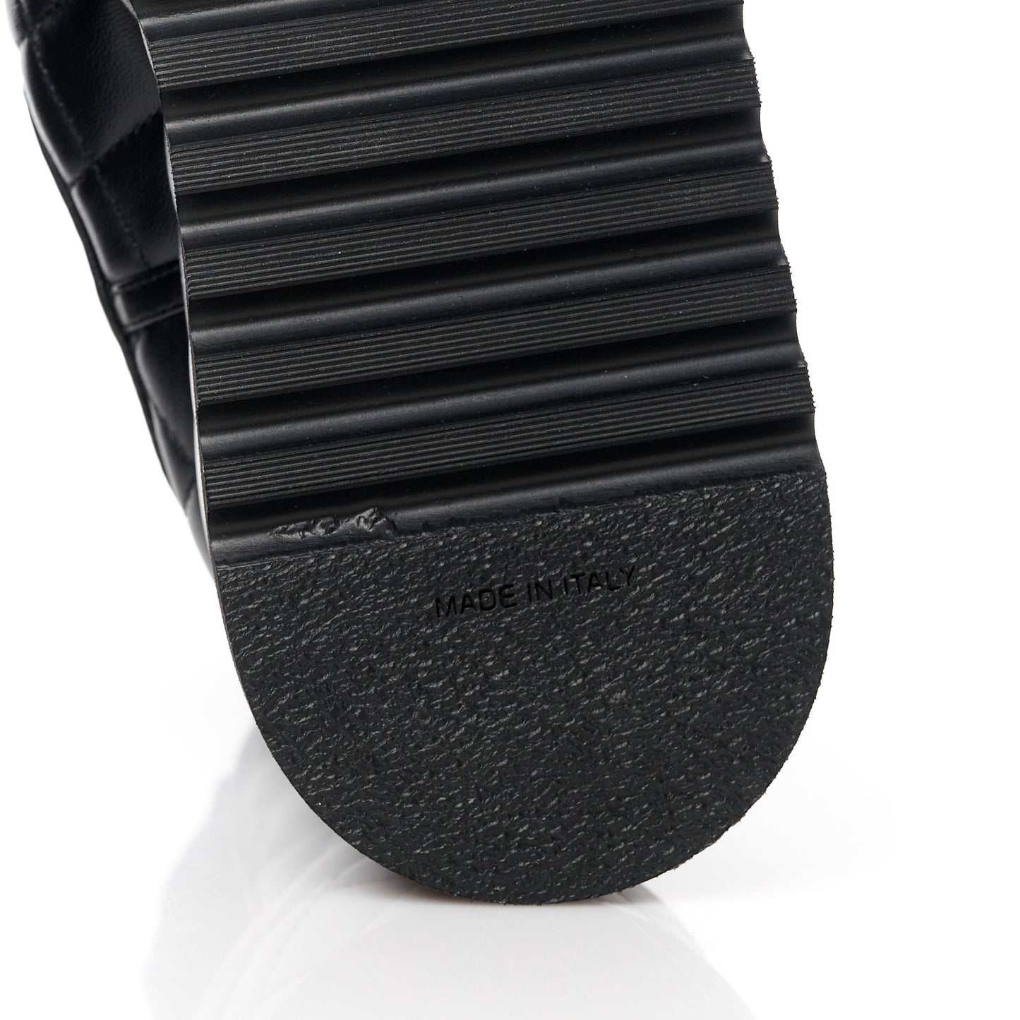 Lambskin Patent CC Cap Toe Quilted Short Platform Boots 37.5 Black