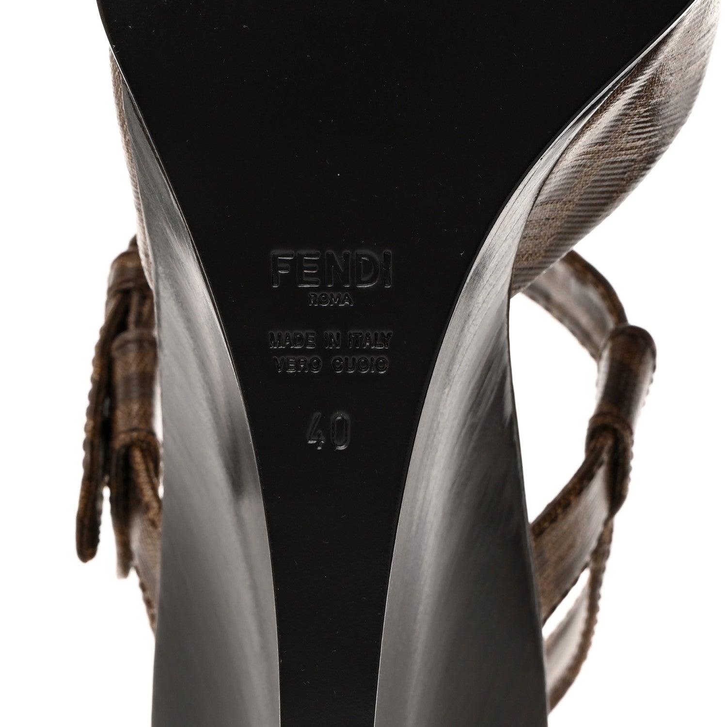 Fendi Glazed Fabric FF Wedge Sandals 40 Tobacco Moro 7 of 8