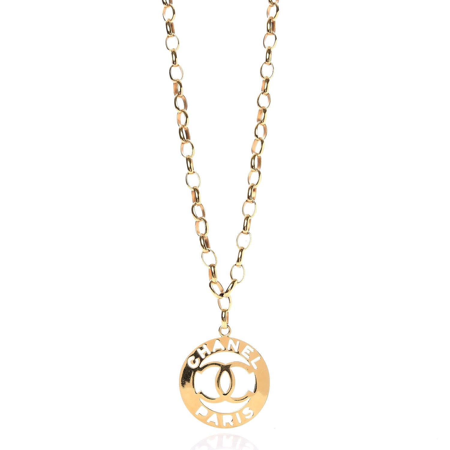 Chanel CC Medallion Long Chain Necklace Gold 1 of 6