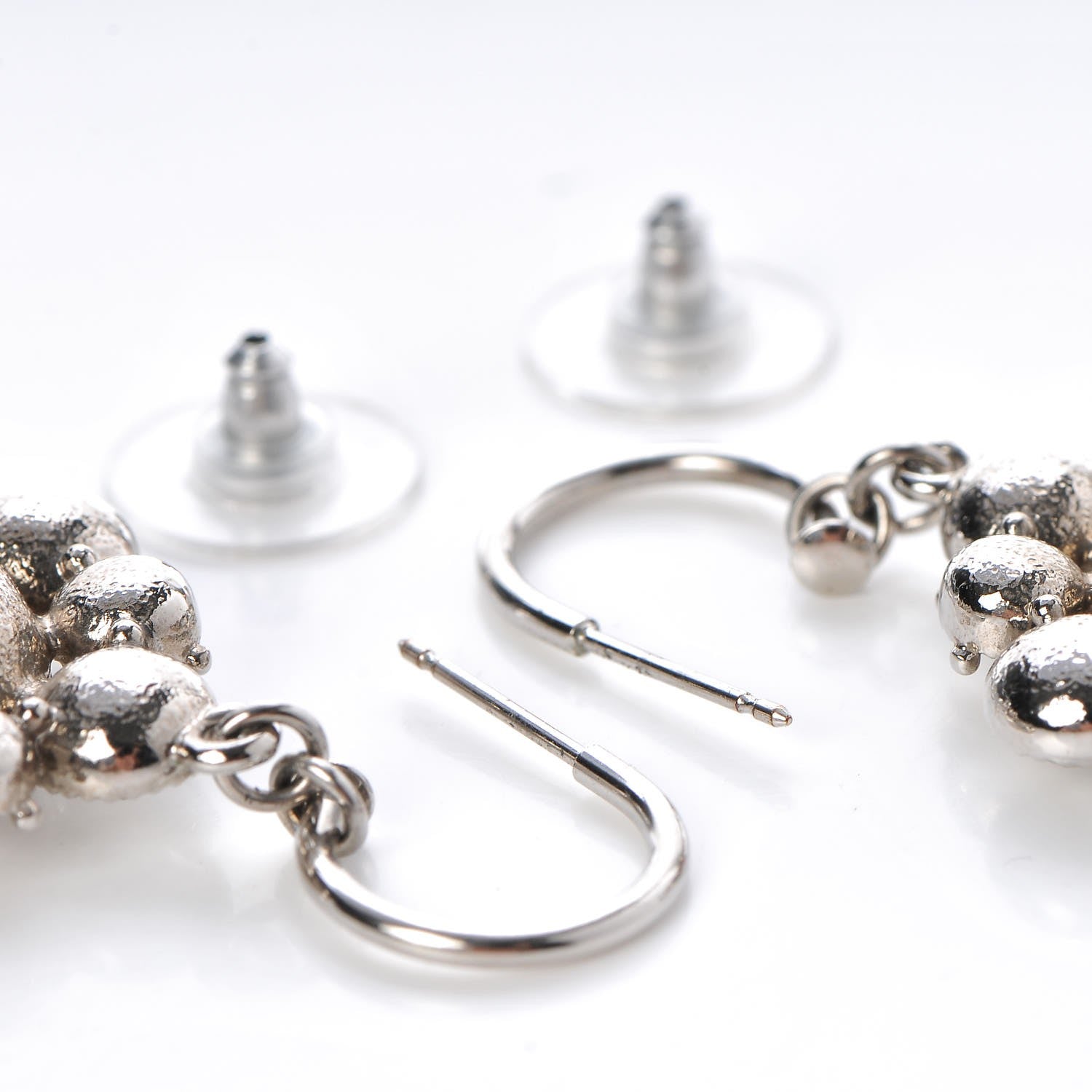 Chanel Crystal CC Drop Earrings Silver 4 of 4