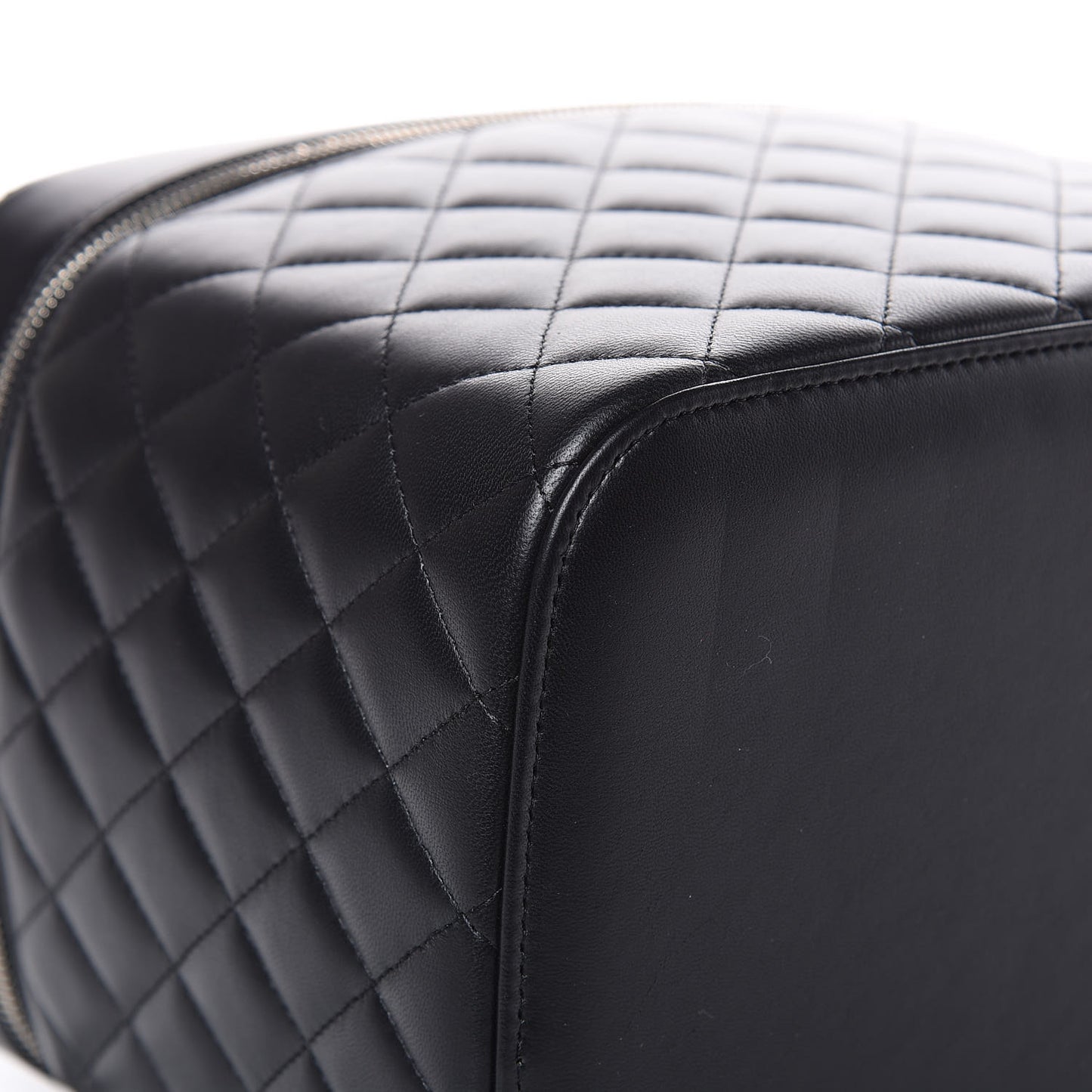 Lambskin Quilted Small Vanity Pouch Black