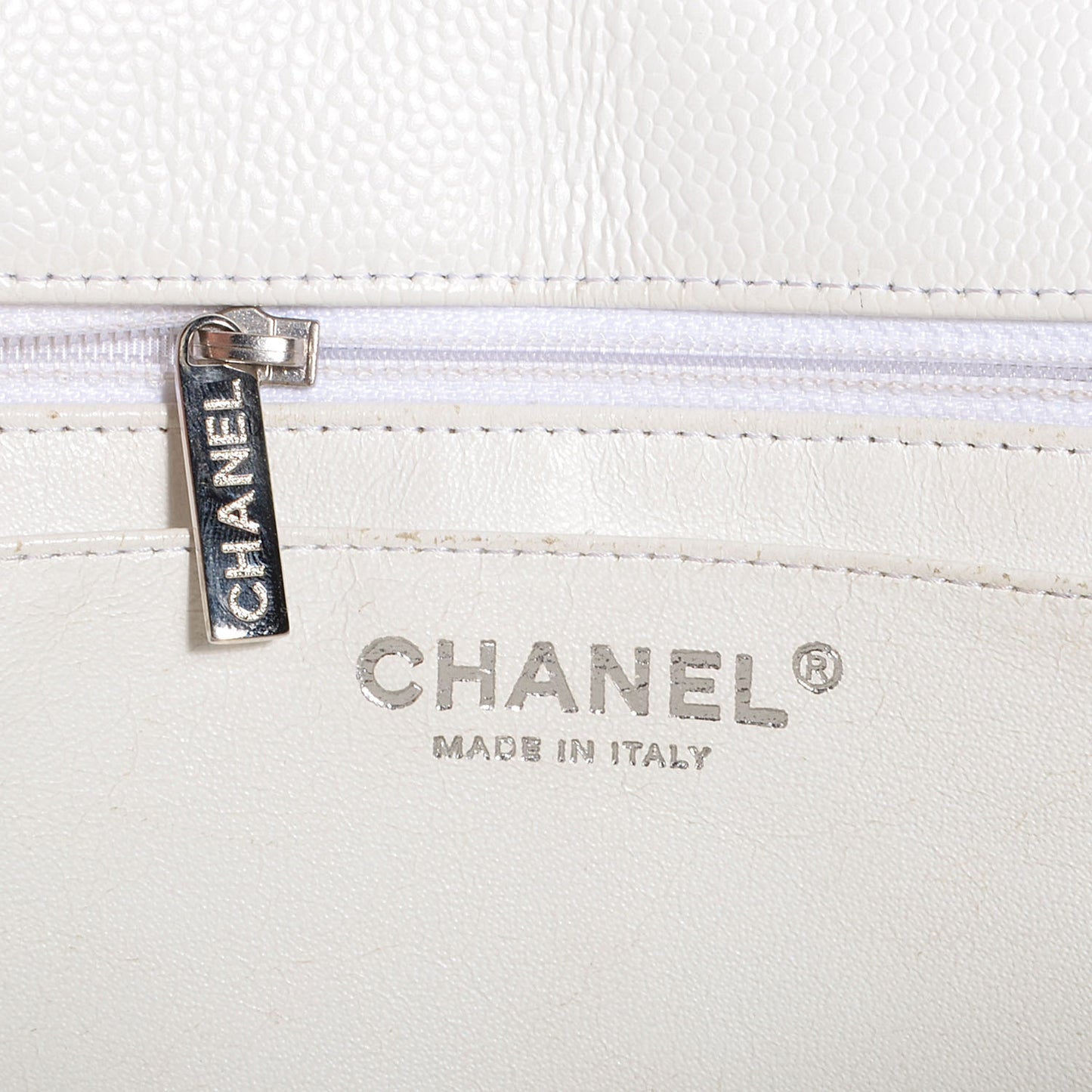 Caviar Jumbo Single Flap White
