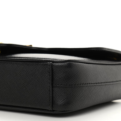 Prada Saffiano Flap Shoulder Bag Black 10 of 10