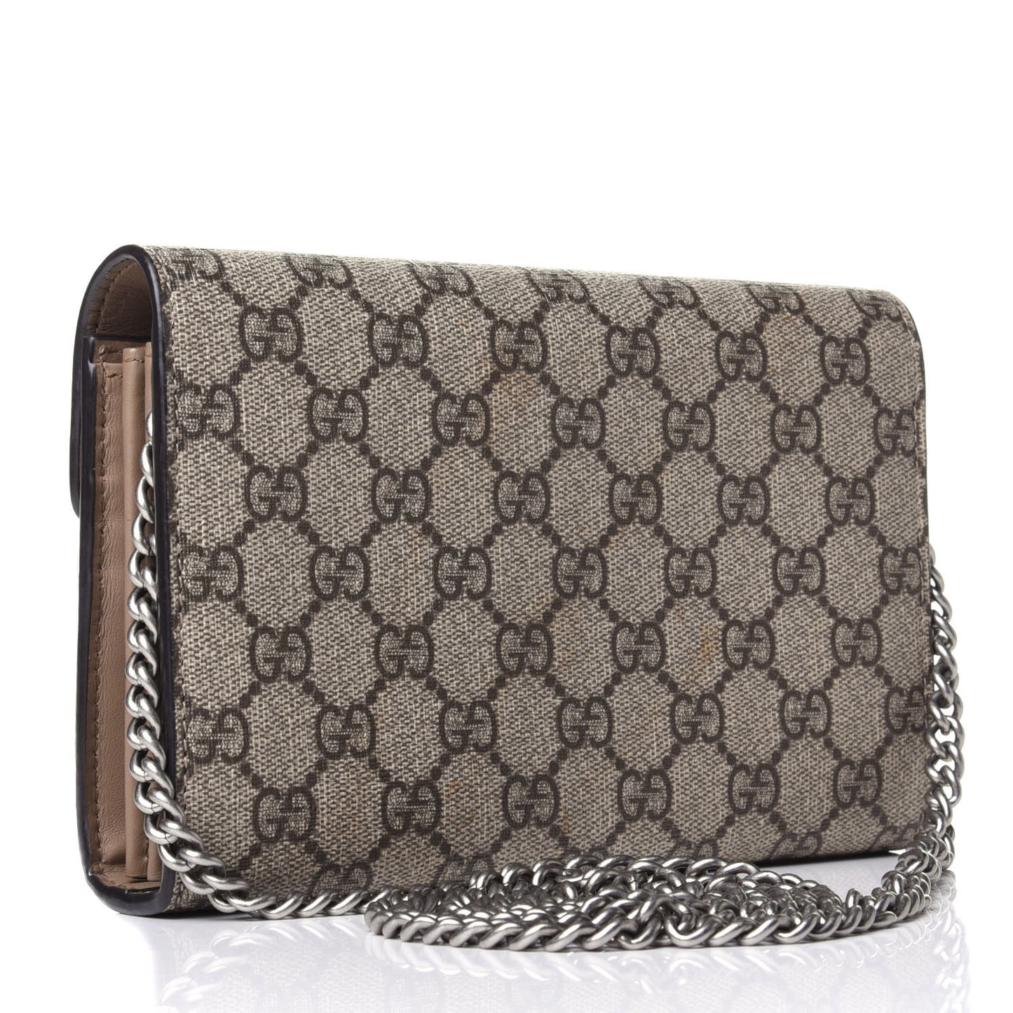 GG Supreme Monogram Mini Dionysus Chain Wallet Beige Taupe