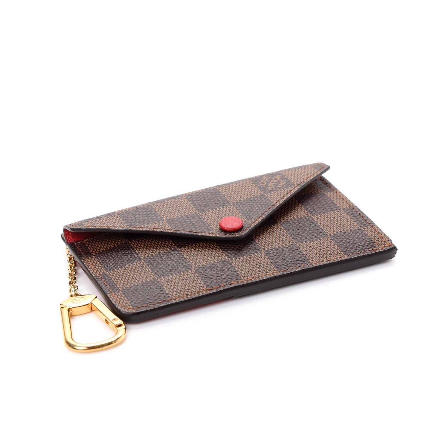 Damier Ebene Recto Verso Card Holder Red