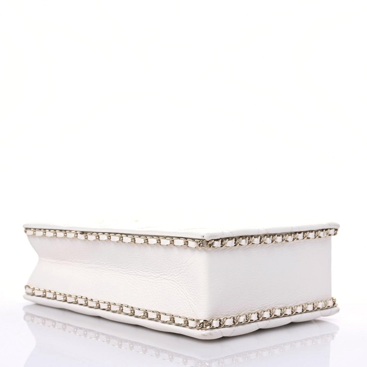 Calfskin Quilted Flat Handle Bag White