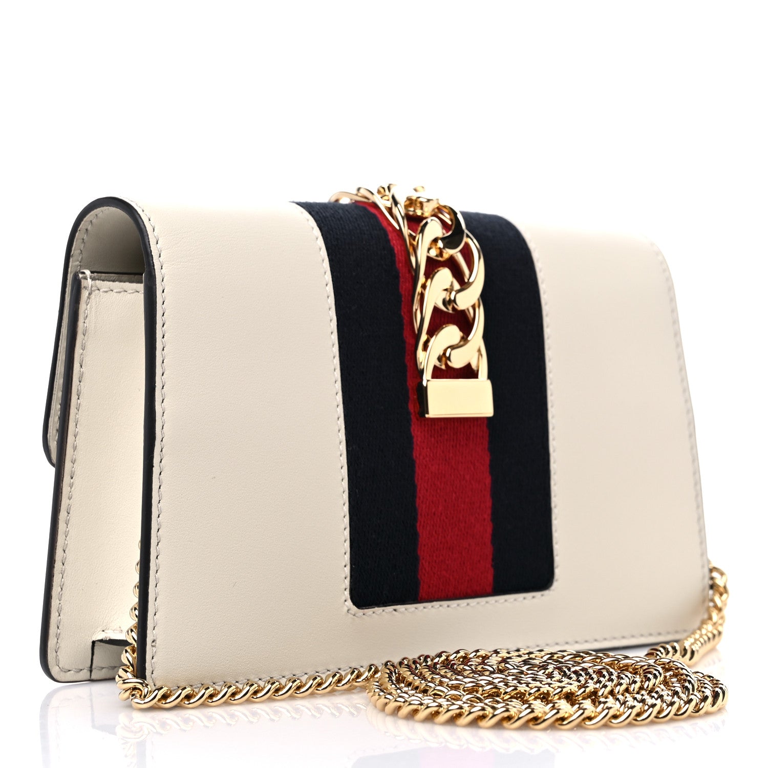 Gucci Calfskin Super Mini Sylvie Chain Shoulder Bag White 3 of 10