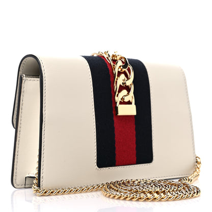 Gucci Calfskin Super Mini Sylvie Chain Shoulder Bag White 3 of 10