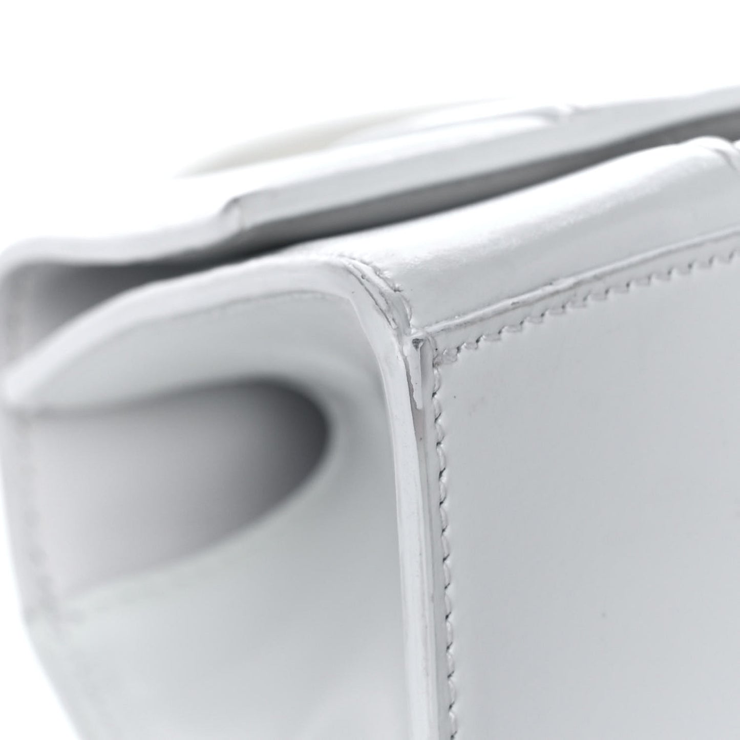 Shiny Box Calfskin Small Hourglass Top Handle Bag White