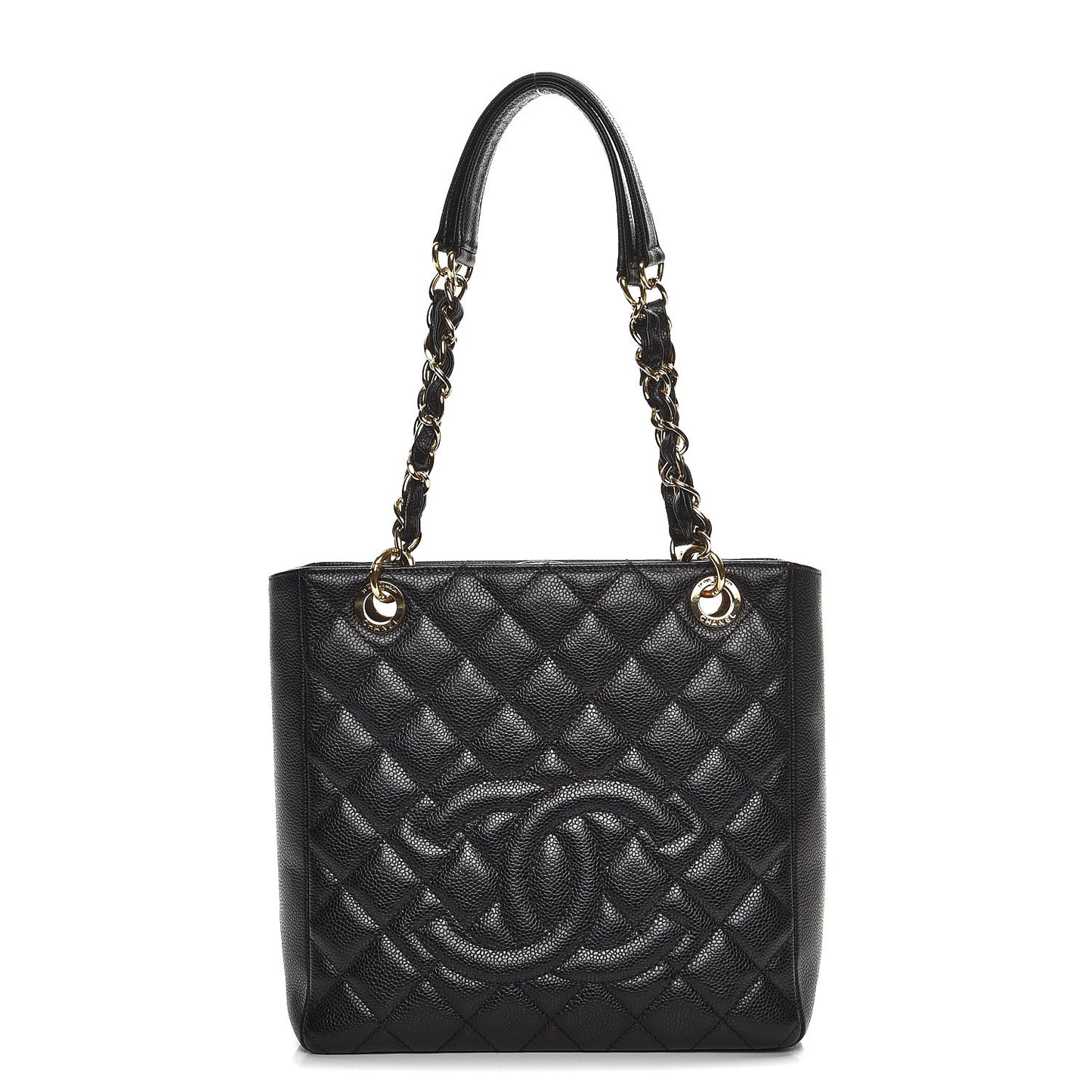 Caviar Quilted Petit Shopping Tote PST Black