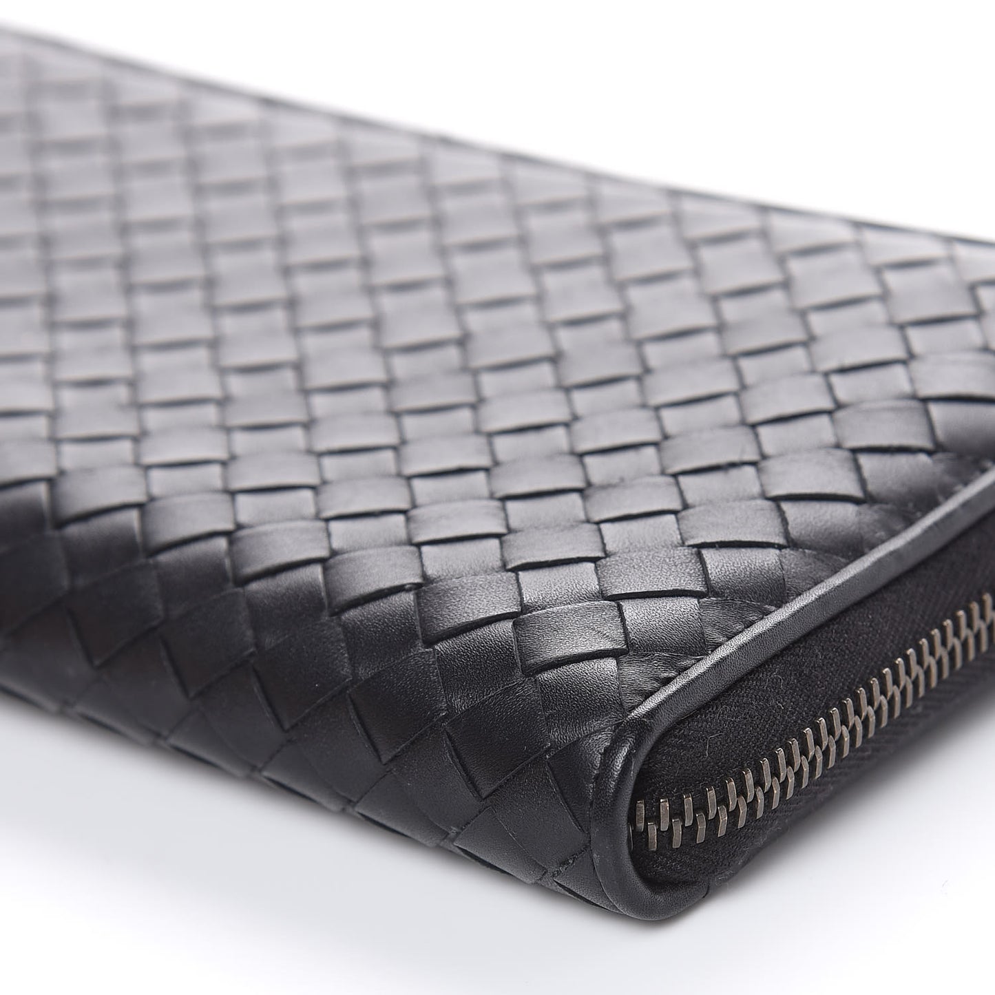 Nappa Intrecciato Zip Around Wallet Black
