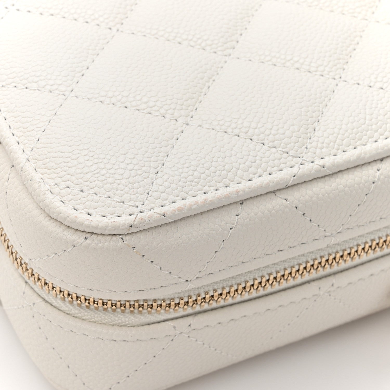 Chanel Caviar Quilted Top Handle Vanity Case White 12 of 13