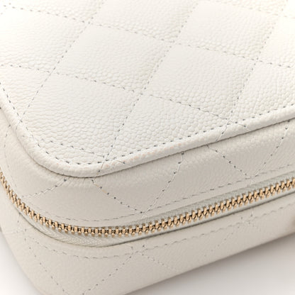 Chanel Caviar Quilted Top Handle Vanity Case White 12 of 13