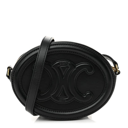 Celine Smooth Calfskin Cuir Triomphe Oval Bag Black 1 of 12
