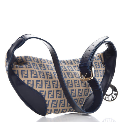 Fendi Zucchino Vitello Pocket Waist Bag Beige Azzurro Blue 3 of 8