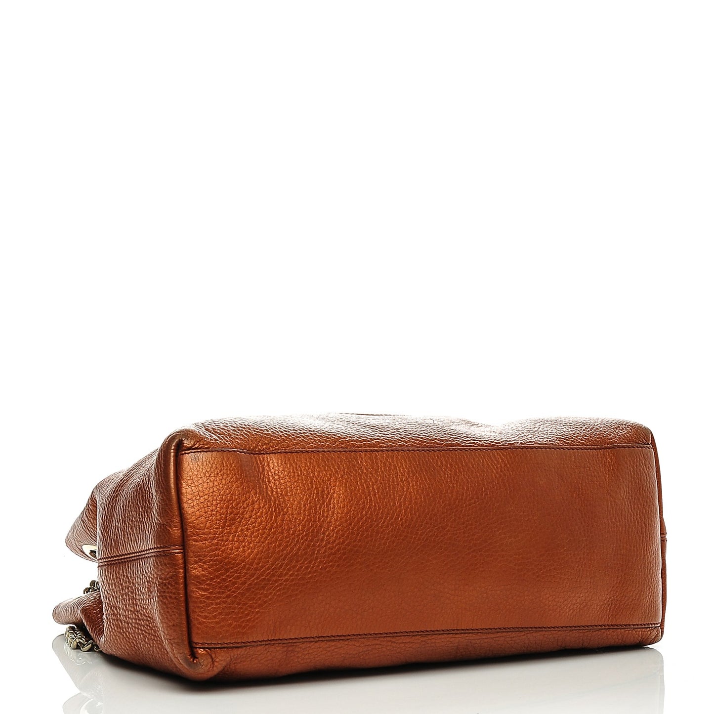 Metallic Pebbled Calfskin Medium Soho Chain Shoulder Bag Burnt Orange