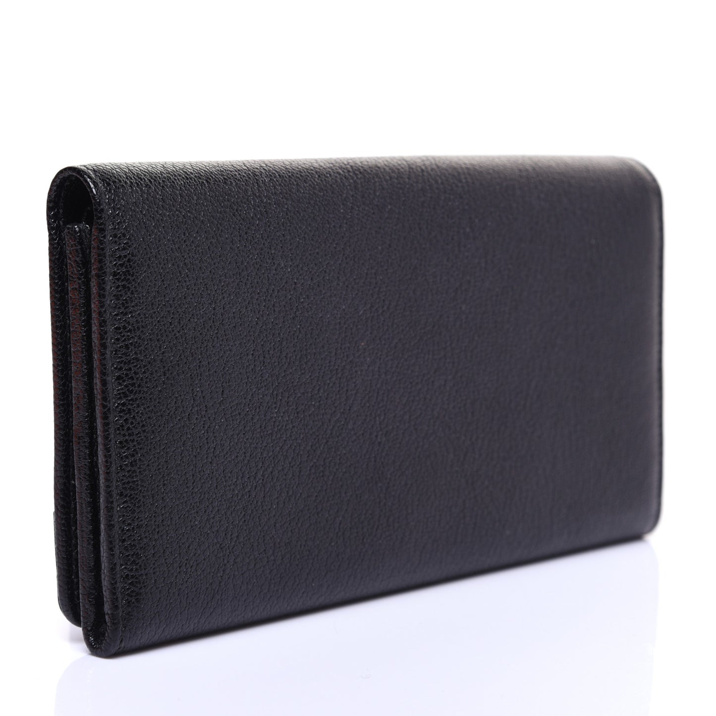 Chevre Gold Metallic Edge Hardware Money Wallet Black
