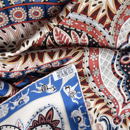 Hermes Silk Le Jardin De La Maharani Scarf 90 Ivory Bleu Bois De Rose 5 of 5