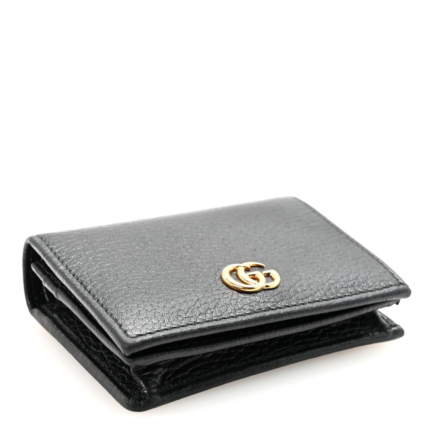 Gucci Pebbled Calfskin GG Marmont Card Case Black 4 of 8