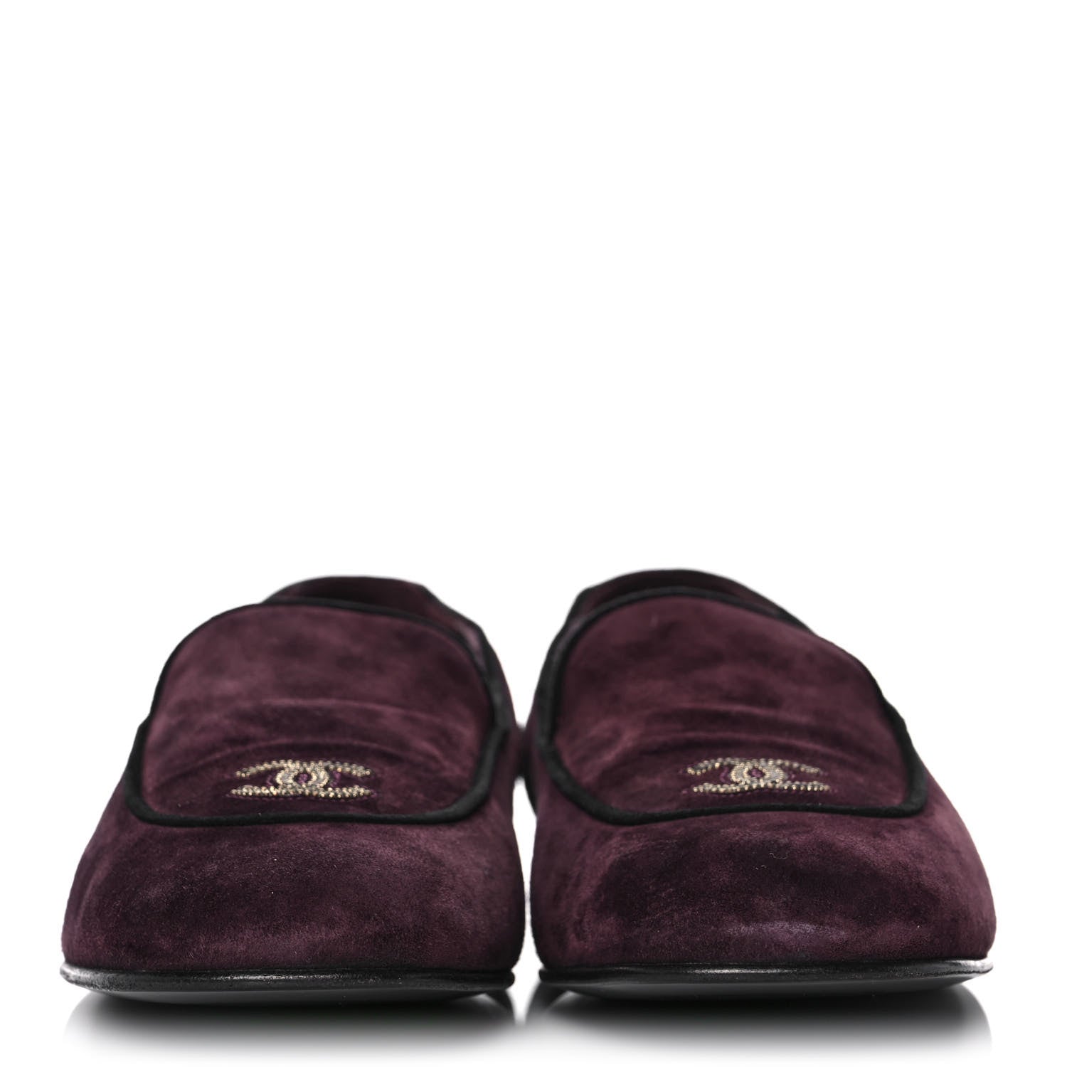 Chanel Suede Calfskin Womens Mocassin CC Flats 40.5 Burgundy 2 of 12
