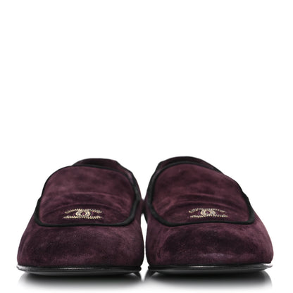 Chanel Suede Calfskin Womens Mocassin CC Flats 40.5 Burgundy 2 of 12