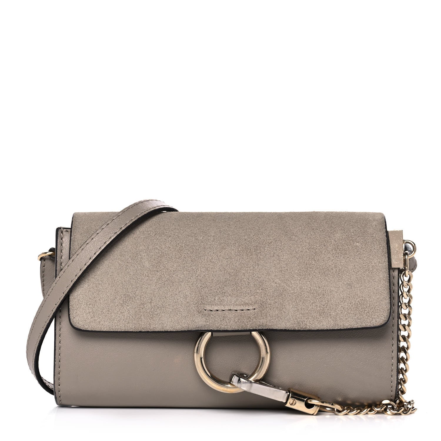 Chloe Suede Calfskin Mini Faye Shoulder Bag Motty Grey 1 of 12