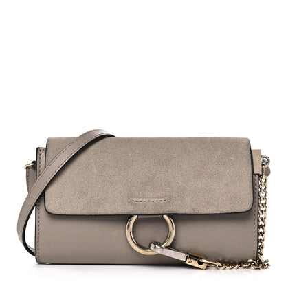 Chloe Suede Calfskin Mini Faye Shoulder Bag Motty Grey 1 of 12