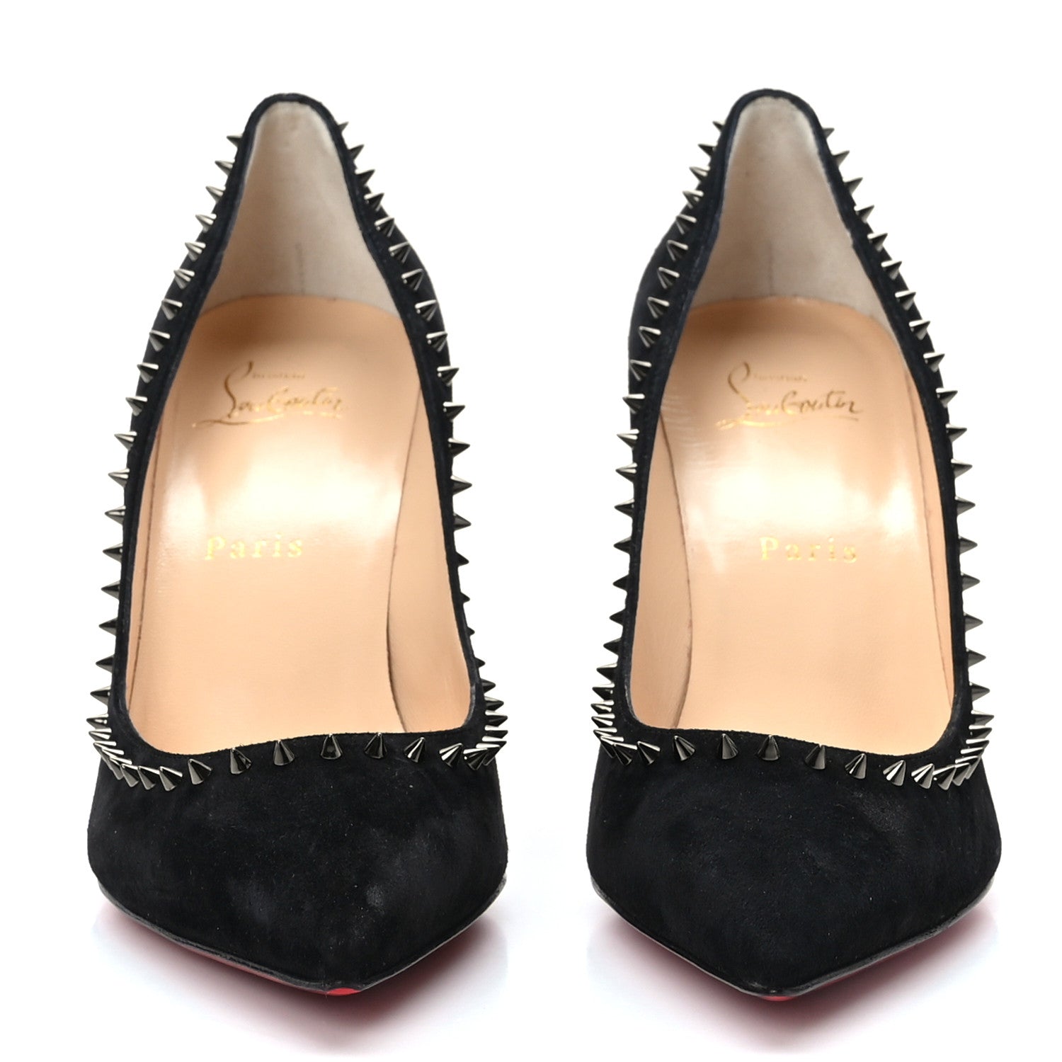 Christian Louboutin Veau Velours Anjalina 85 Pumps 38 Black Gun 2 of 7