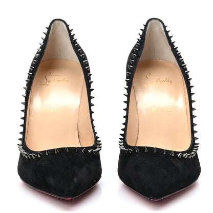 Christian Louboutin Veau Velours Anjalina 85 Pumps 38 Black Gun 2 of 7