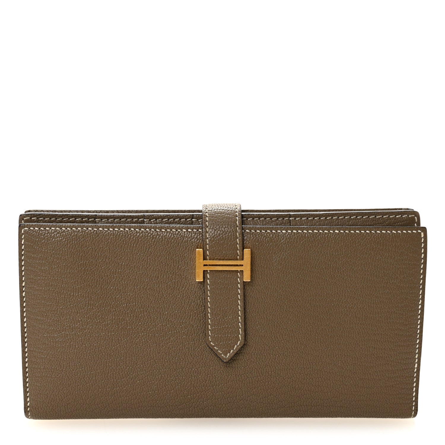 Hermes Chevre Mysore Bearn Gusset Wallet Etoupe 1 of 7