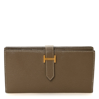 Hermes Chevre Mysore Bearn Gusset Wallet Etoupe 1 of 7