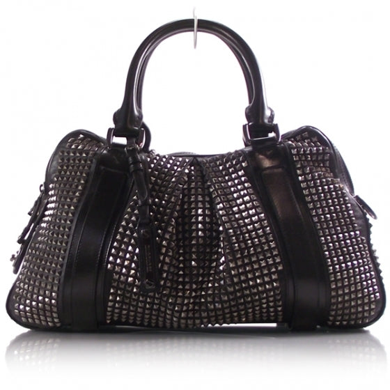 Burberry Prorsum Leather Studded Knight Satchel Black 1 of 9