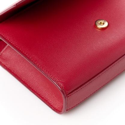 Saint Laurent Grain De Poudre Small Deconstructed Monogram Kate Satchel Red 12 of 13
