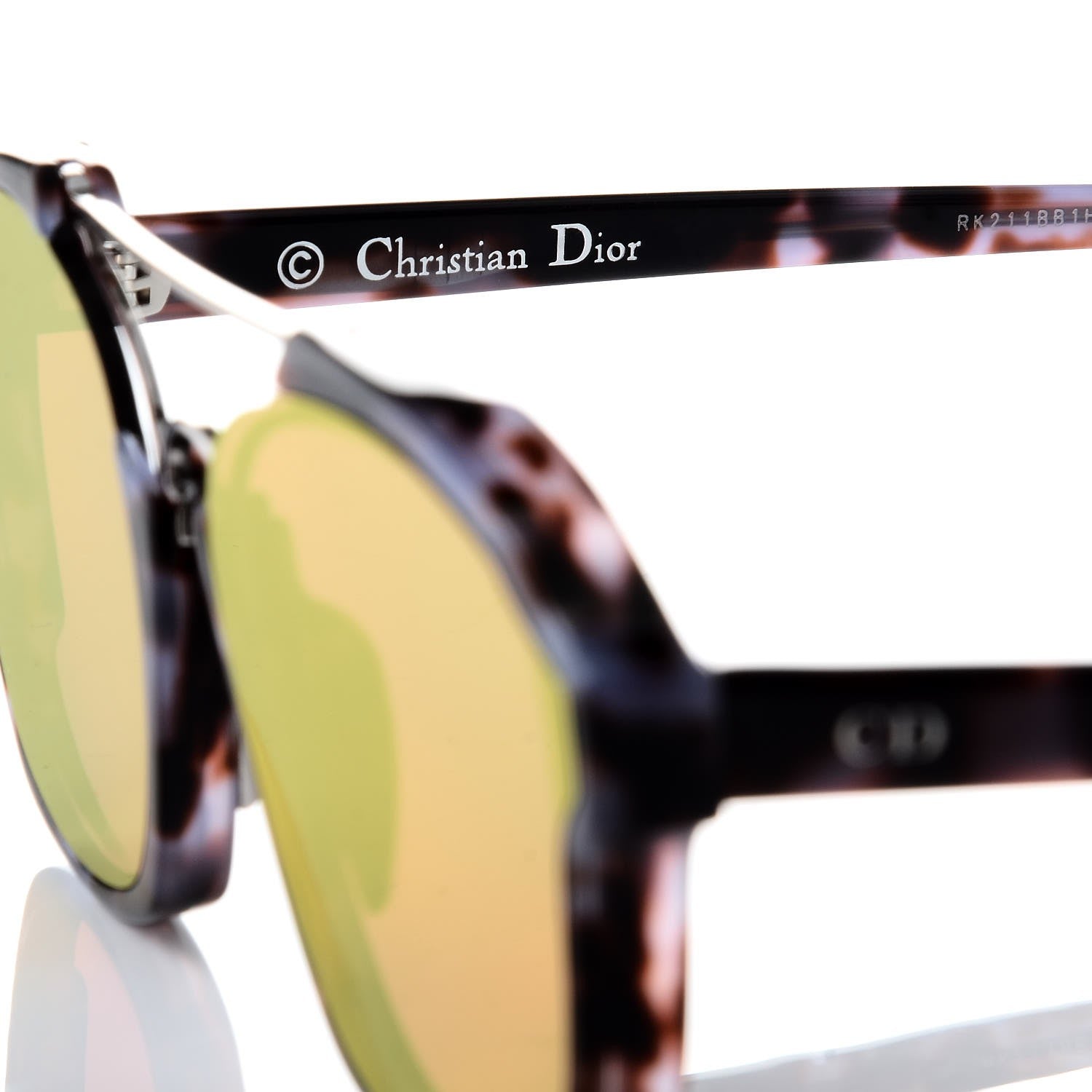 Christian Dior Abstract Square Mirrored Sunglasses Spotted Havana Violet 6 of 8