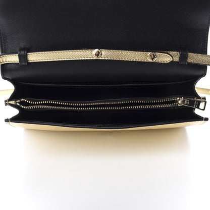 Prada Metallic Saffiano Metal Flap Wallet With Strap Platino 5 of 9
