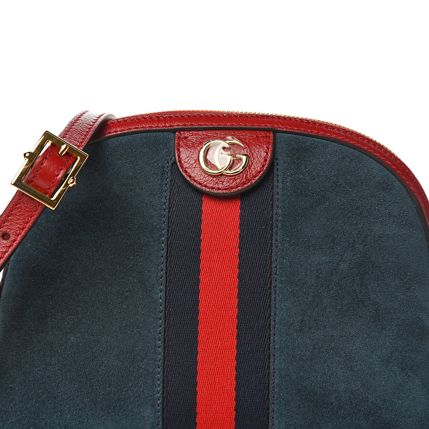 Suede Calfskin Web Small Ophidia Dome Shoulder Bag New Blue Romantic Cherry