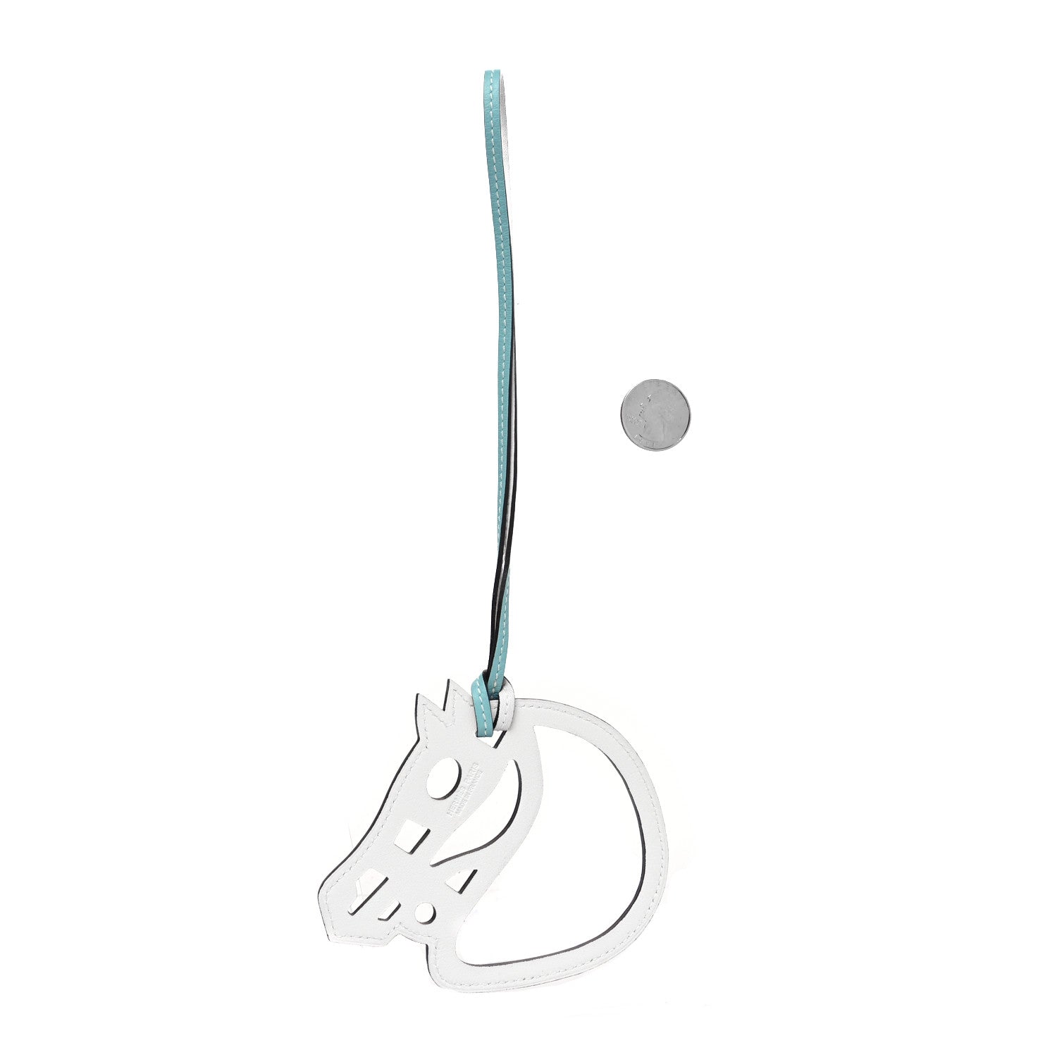 Hermes Swift Paddock Cheval Horse Bag Charm White Bleu Atoll 2 of 3