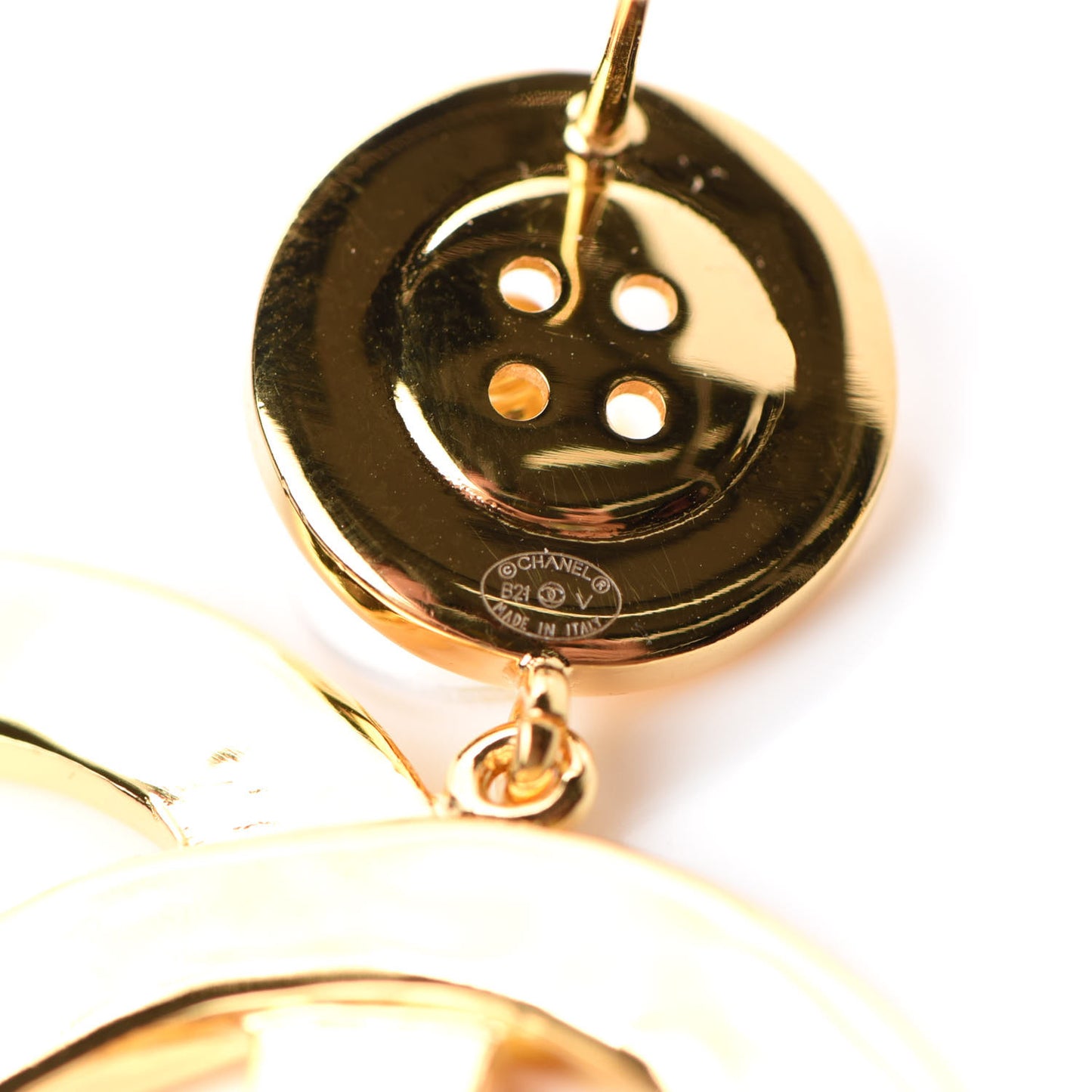 Metal Large Paris Button Earrings Gold