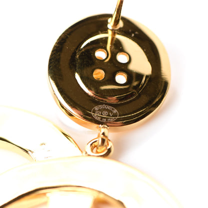 Chanel Metal Large Paris Button Earrings Gold 4 of 4
