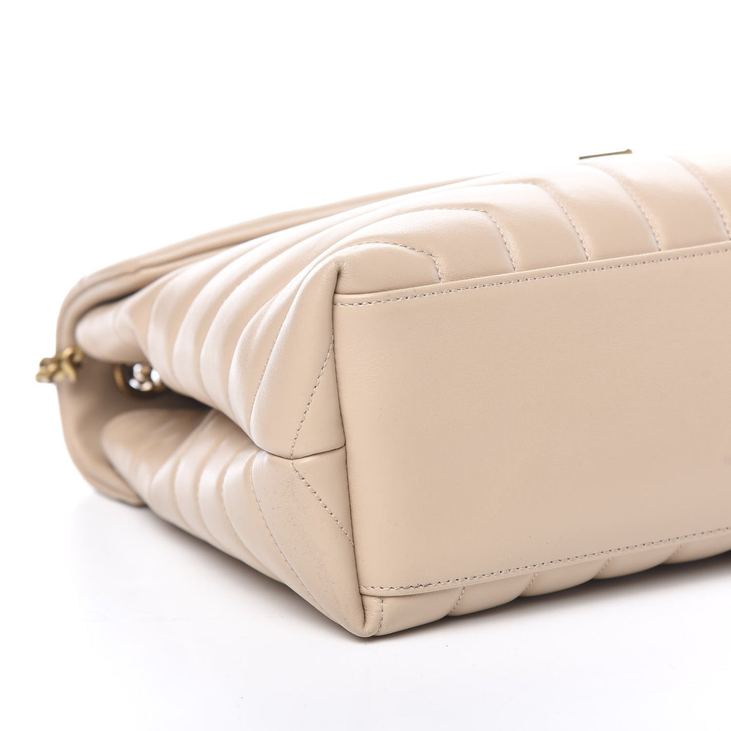 Calfskin Y Quilted Monogram Medium Loulou Chain Satchel Nude Powder