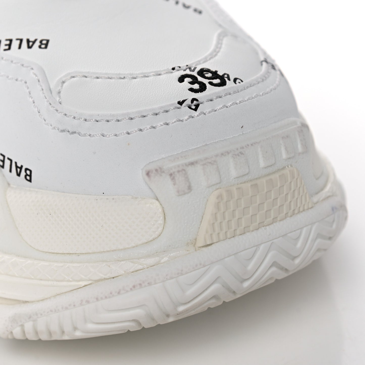 Technical Fabric Allover Logo Mens Triple S Sneakers 39 White Black
