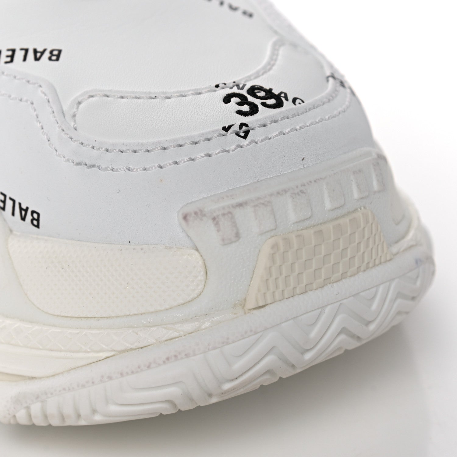Balenciaga Technical Fabric Allover Logo Mens Triple S Sneakers 39 White Black 7 of 7