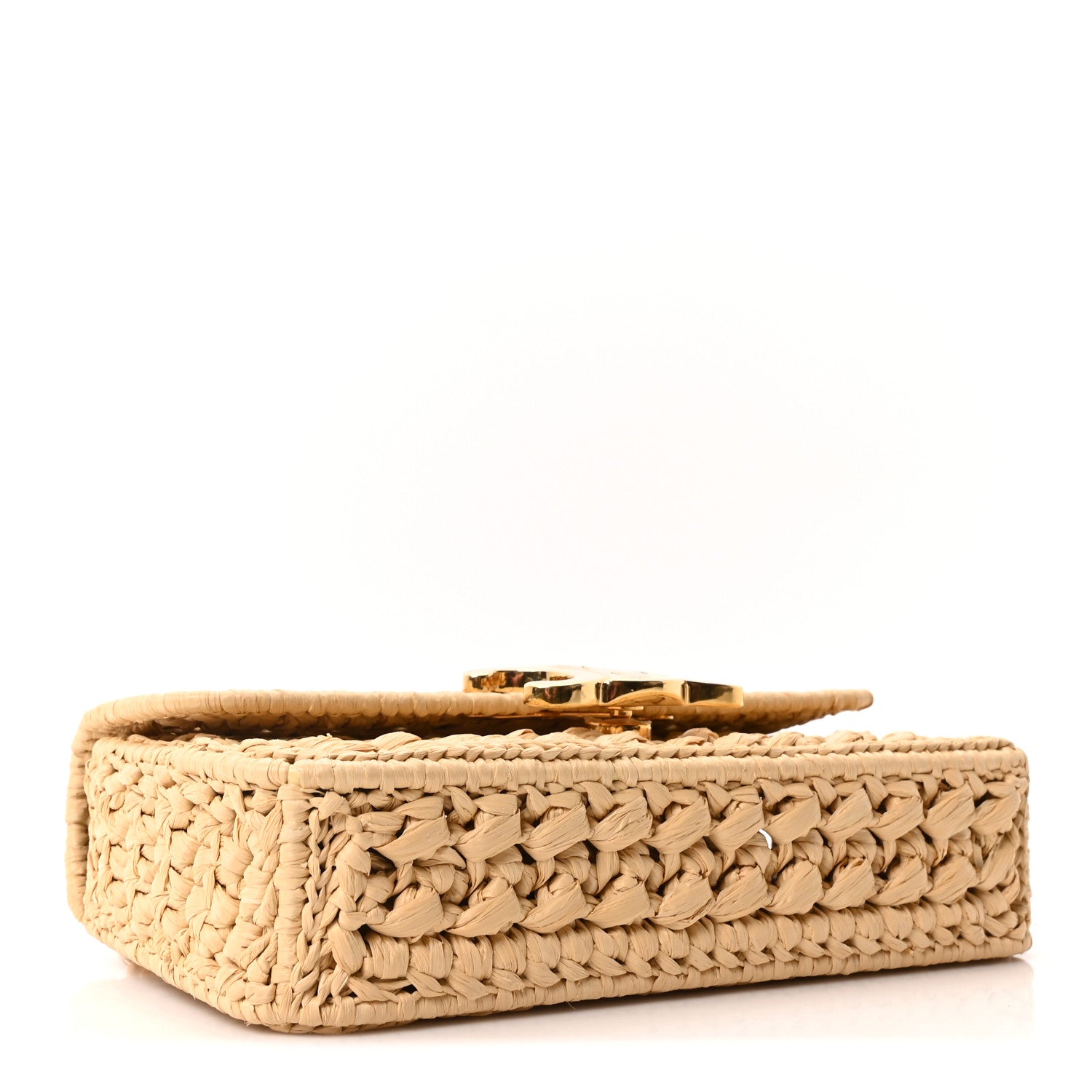 Celine Raffia Effect Claude Chain Shoulder Bag Natural 4 of 10